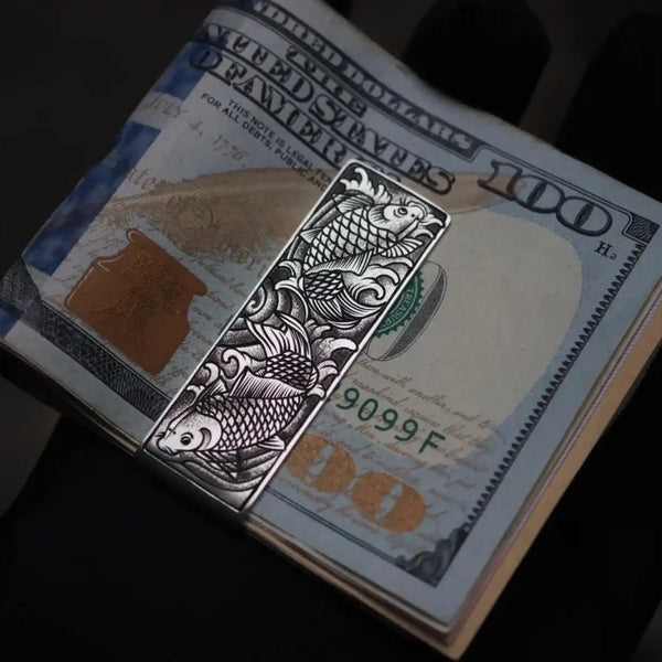 Engraved Twin Carp Money Clip
